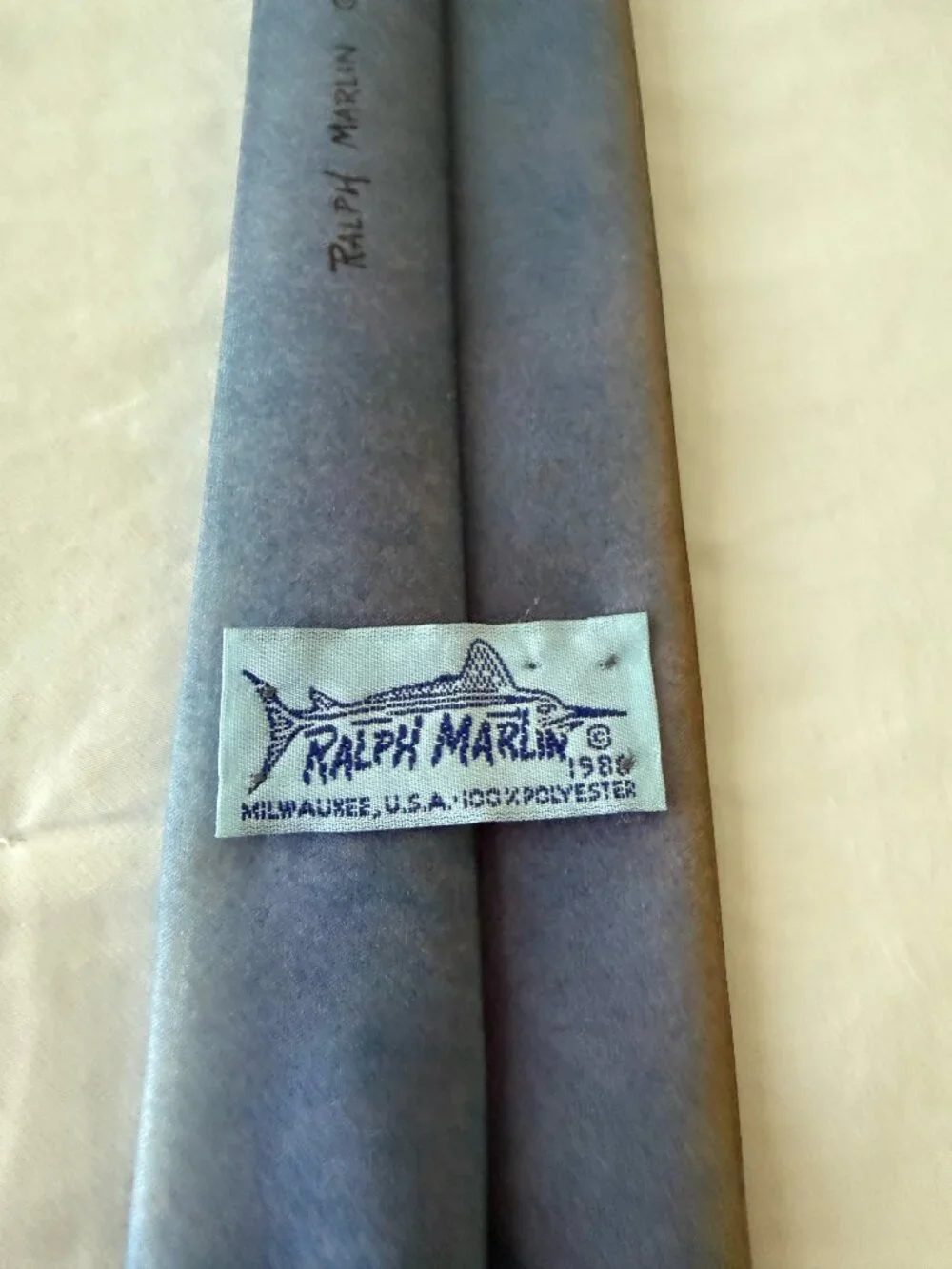 VTG 1986 Ralph Marlin King Salmon Fish Necktie Fly Fishing Novelty USA Made